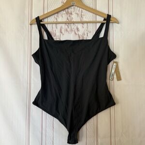 SKIMS Fits Everybody Square Neck Thong Bodysuit Onyx Black Size 2X NWT $60